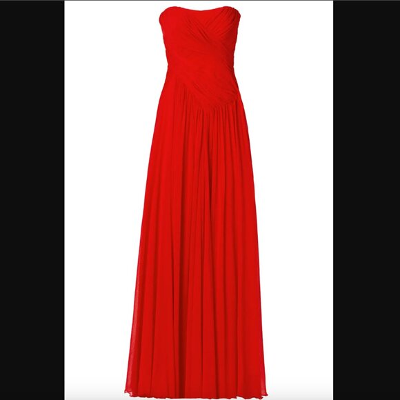 Badgley Mischka Celebrity Gown, Red Chiffon, Size 4 - Picture 2 of 15